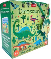 Boek + puzzel + 10 figuren - Dinosauriërs