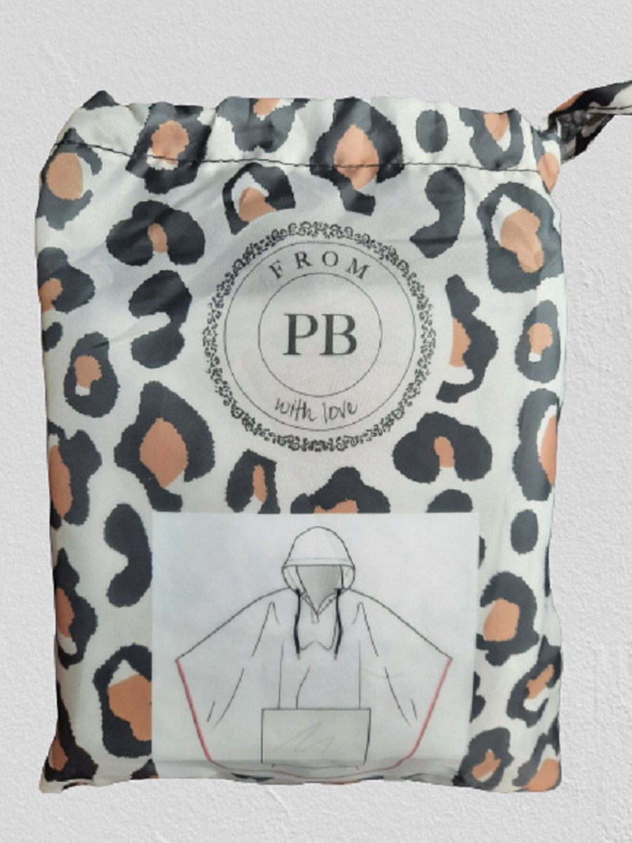 Regenponcho fietsponcho panterprint - one size poncho voor volwassenen