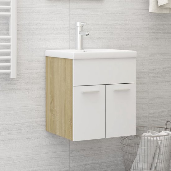 Demeyere Keukenbovenkast, modulair, 2 deuren, complete keuken Oregan, kleur: mat wit en eiken, 100 x 30 x 70 cm