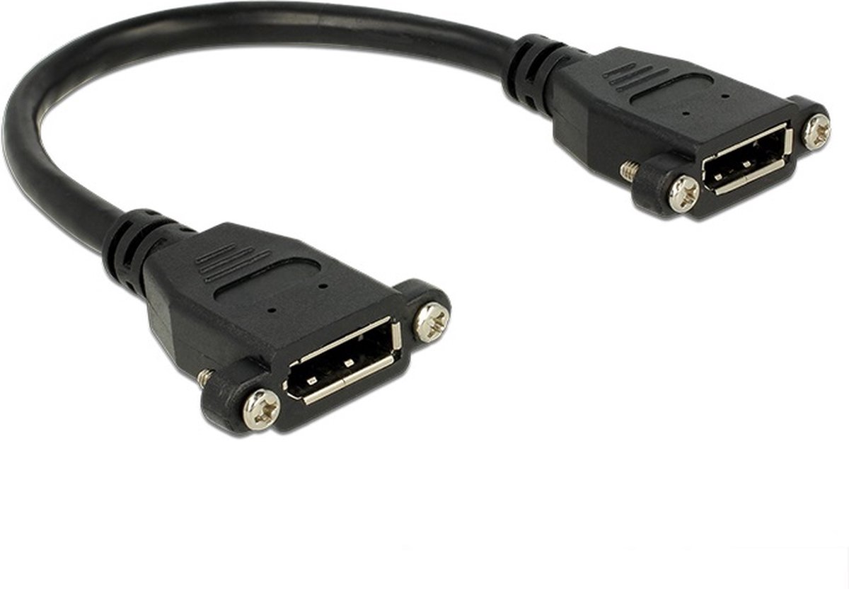 DisplayPort inbouwadapter (v-v) - versie 1.2 (4K 60Hz) / zwart - 0,25 meter