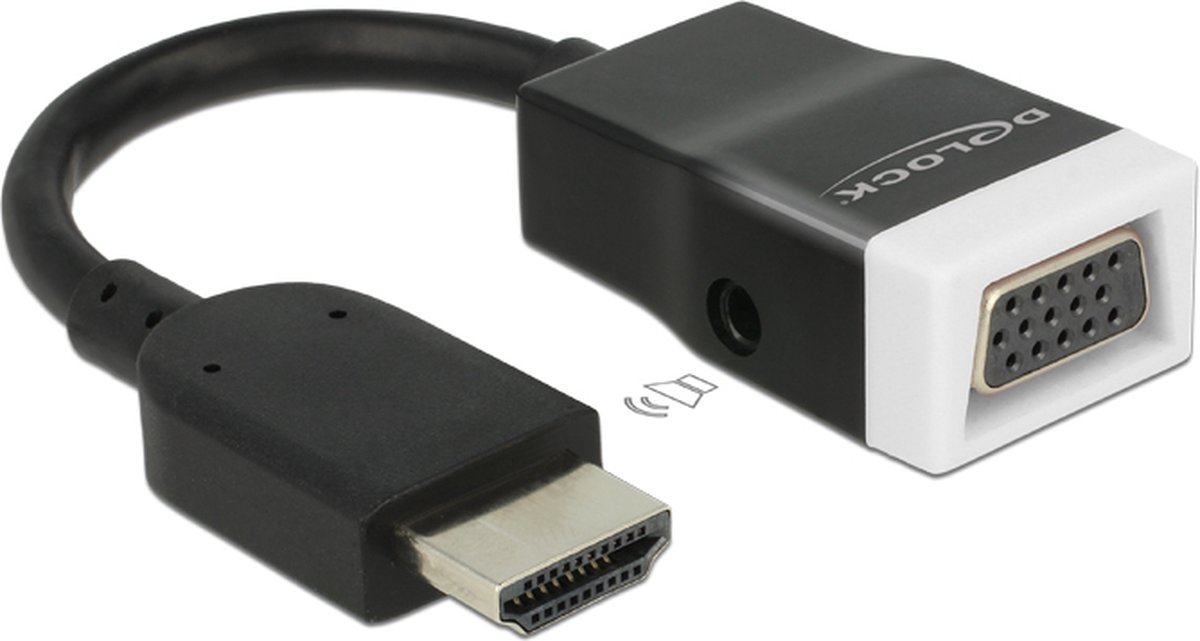 Premium HDMI naar VGA + 3,5mm Jack adapter - compact / zwart - 0,15 meter