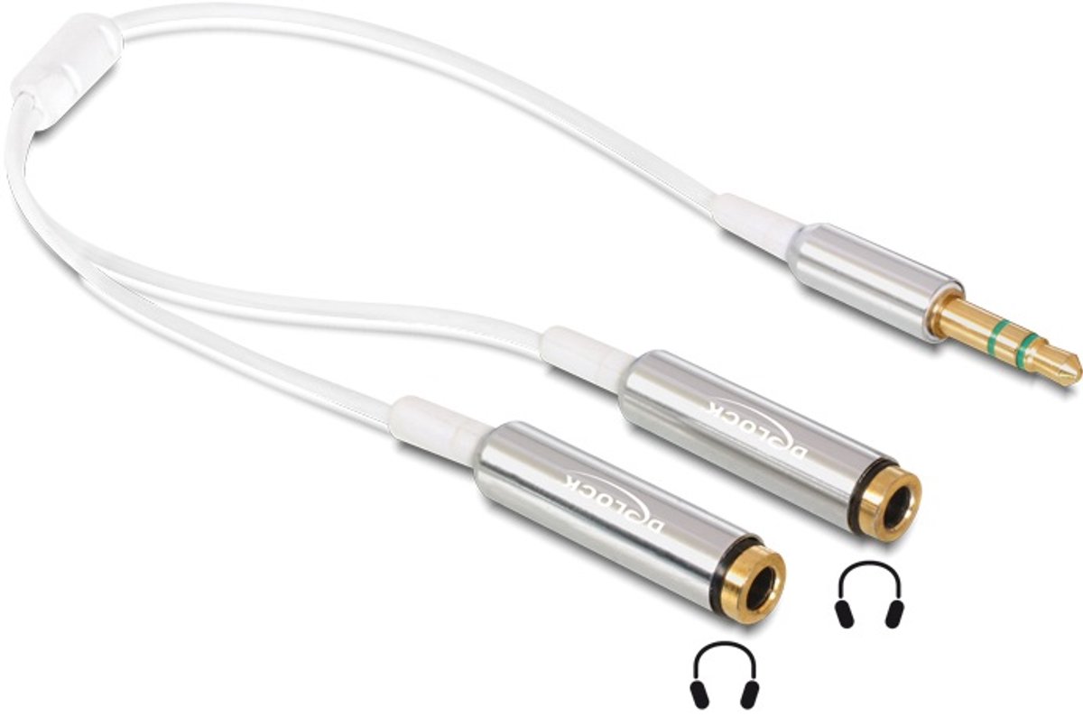 DeLOCK 3,5mm Jack stereo audio splitter / slim kabel - wit - 0,25 meter