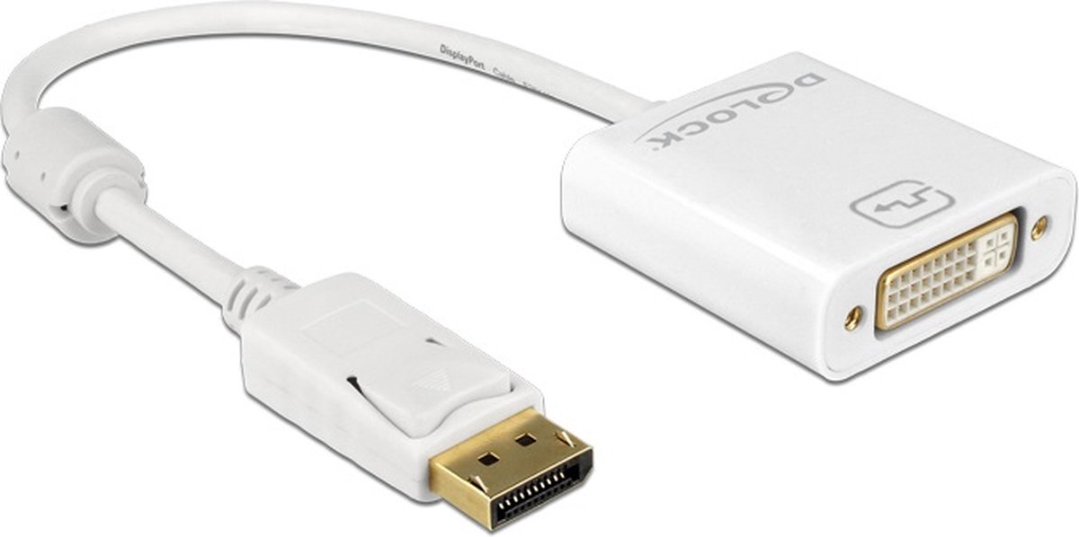DeLOCK premium DisplayPort naar DVI adapter - DP1.2 (1920 x 1200) / wit - 0,20 meter