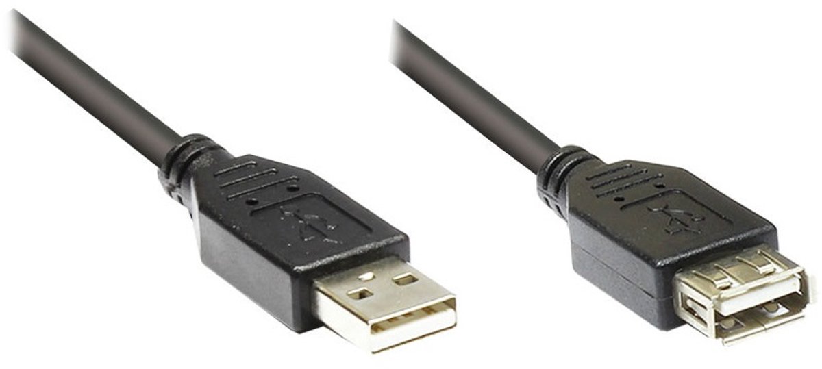 USB-A naar USB-A verlengkabel - USB2.0 - tot 3A / zwart - 3 meter
