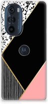 Telefoonhoesje Motorola Edge 30 Pro TPU Silicone Hoesje Black Pink Shapes