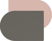 Placemats 6 stuks -Grijs/Roze - dubbelzijdige kleur - kunstleer