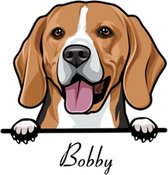 Huisdierportret van je lieve hond of kat - Cartoon met naam - Wanddecoratie - Muurdecoratie - huisdier schilderij