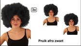 3x Afro pruik zwart disco - one size - festival disco carnaval afrokapsel 70s and 80s disco peace flower power happy together toppers