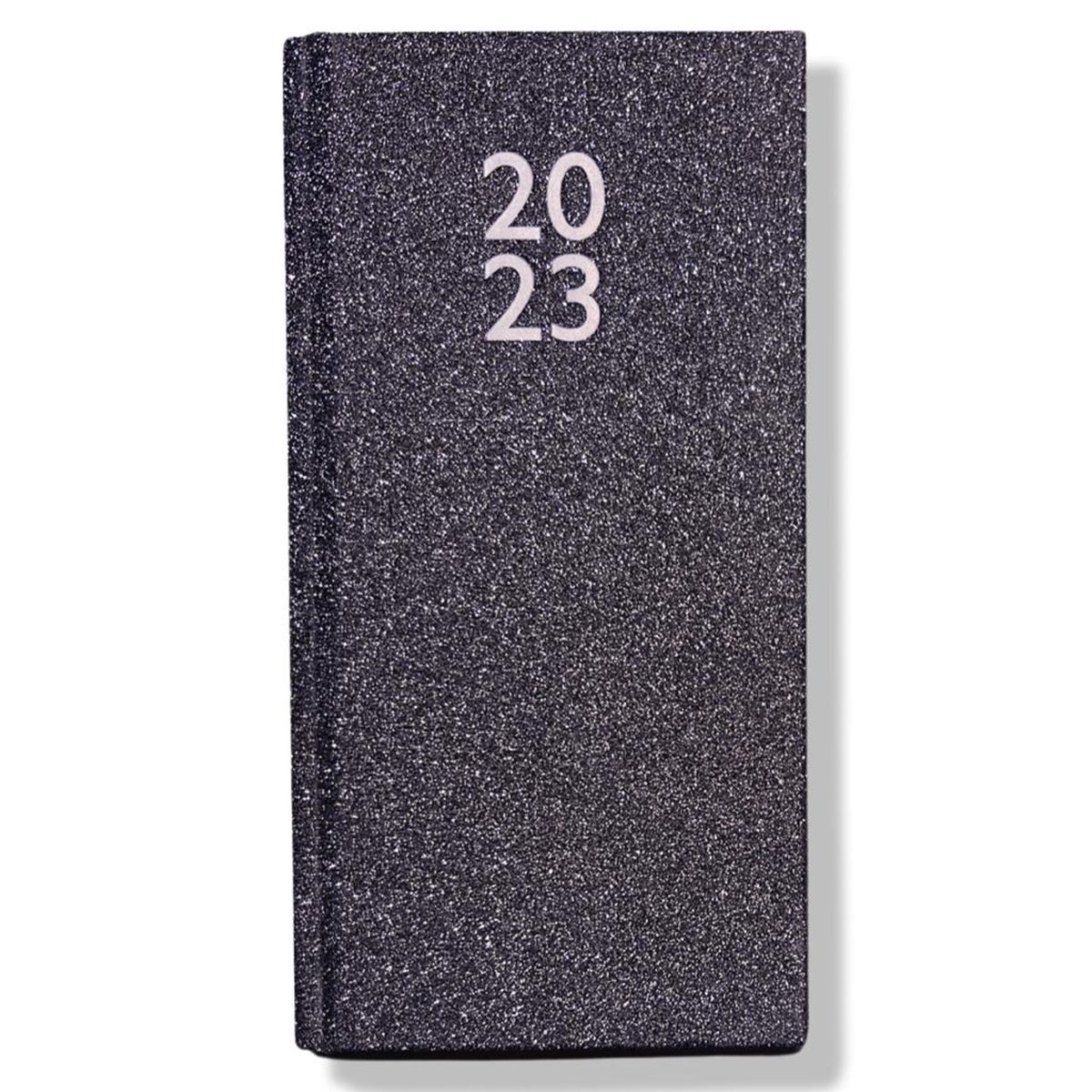 Glitter Pocket Agenda 2023 - Antraciet - 8,1x16cm - 1w/2p - Hardcover