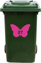 Kliko Sticker / Vuilnisbak Sticker - Vlinder - Nummer 27 - 14x21 - Roze