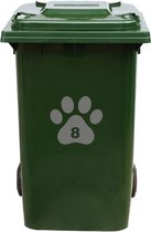 Kliko Sticker / Sticker poubelle - Patte de chien - Numéro 8 - 18x16.5 - Anthracite