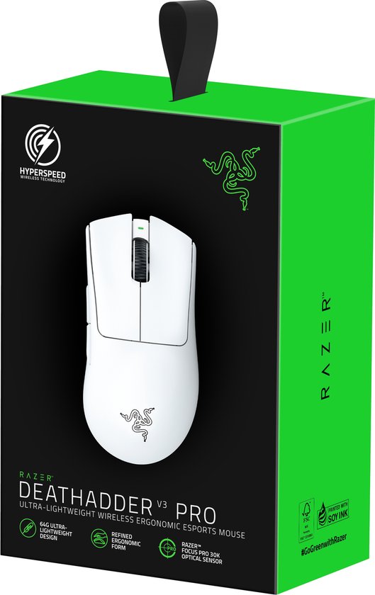 Razer DeathAdder V3 Pro - Draadloze Gaming Muis - Ergonomisch - Ultra Licht - 30.000 DPI - Wit