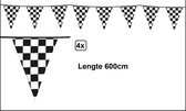 4x Vlaggenlijn Racing/ finish 600cm geblokt - Race formule festival thema feest Grandprix Zandvoort Spa