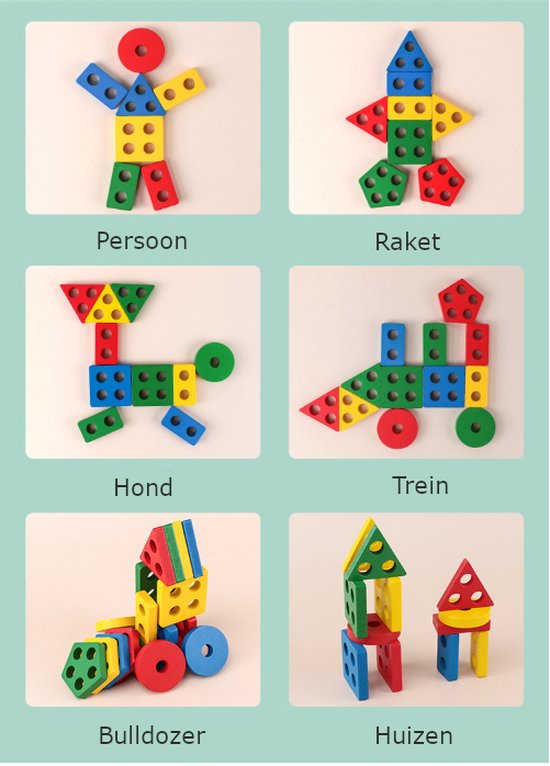 Thumbnail van een extra afbeelding van het spel 2 Houten Sorteer Puzzels - Montessori - Educatief - Motoriek - Kleurrijk