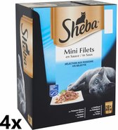 Sheba - Voordeelpack - Mini Filets - Vis in saus - 4 verpakkingen van 12x85g - Kattenvoer