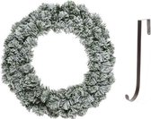 Couronne de Noël verte/blanche 60 cm Neige artificielle Imperial avec pendentif en fer - Décoration de Noël couronnes de branches de sapin