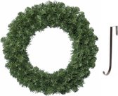 Groene kerstkrans / dennenkrans 60 cm 200 takken kerstversiering met ijzeren hanger - Kerstversiering/kerstdecoratie kransen