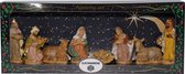 Kerststal beelden / figuren 8 stuks in doos 39 x 16 x 6,5 cm - religieuze kerstbeelden / kerststallen figuren