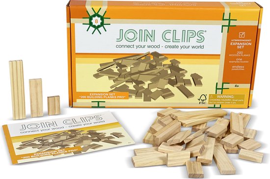 JOIN CLIPS®: 200 houten bouwplankjes PRO - 3 maten