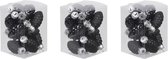 36x Dennenappel kersthangers/kerstballen zwart van glas - 6 cm - mat/glans - Kerstboomversiering