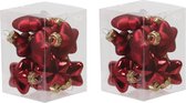 24x Pendentifs de Noël Étoiles/Boules de Noël rouges en verre - 4 cm - mat/brillant - Décorations pour Décorations pour sapins de Noël