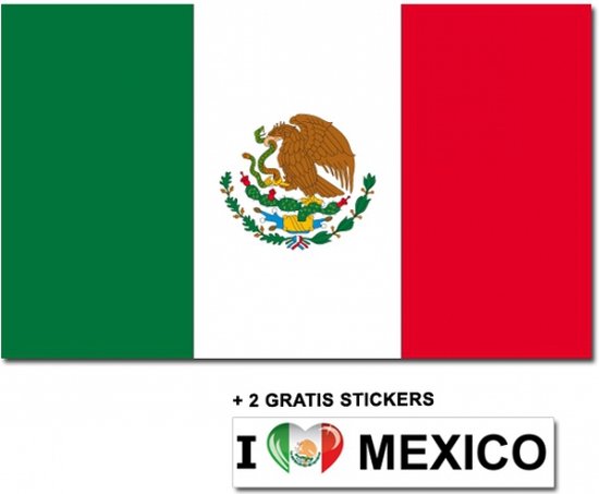 Drapeau mexicain avec 2 autocollants mexicains gratuits | bol.com