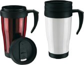 Set de 2x Thermos/Tasses chauffantes rouge et blanc 400 ml - Gobelets isothermes pour café/thé