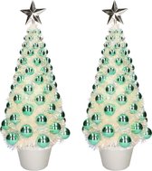2x stuks complete kunstkerstbomen met lichtjes en ballen groen - Kerstversiering - Kerstbomen - Kerstaccessoires - Kerstverlichting
