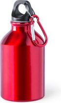 Aluminium waterfles/drinkfles rood met schroefdop en karabijnhaak 330 ml - Sportfles - Bidon