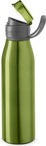 Aluminium waterfles/drinkfles groen met klepdop en handvat 650 ml - Sportfles - Bidon