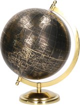 Décoration globe / globe doré / noir sur socle métal / standard 22 x 27 cm - Topographie Landen/ continent