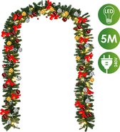 Kerstguirlande 5 m Kerstmis Guirlande - 100 LED  verlichting met versiering Ook geschikt voor buiten