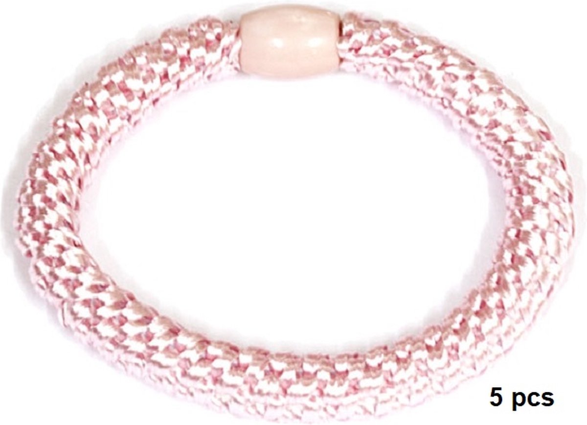 Haarelastiekjes - Armbanden - Set 5 Stuks - Elastisch - Licht Roze