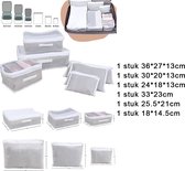 Esti - Bagage Organizer Set - Packing Cubes Set - Reistas Organizer - Kleding Organizer Set - Kast Organizer Met Rits - Grijs en Wit - 6 stuks