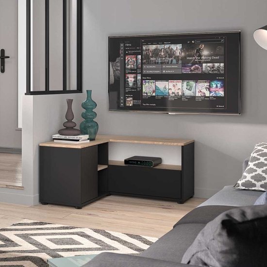 Symbiosis- TV Meubel Tv-meubel Pilar x met 2 deuren - 90cm - Bruin; Zwart |  bol.com
