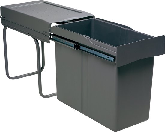 Poubelle encastrable 30 litres pour sous évier derrière porte - gris  anthracite | bol.com
