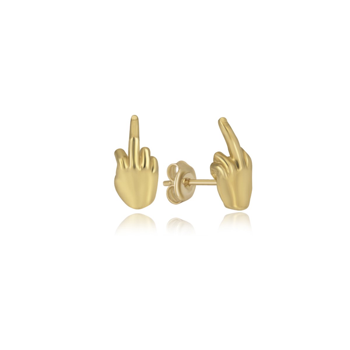 Middelvinger Oorknop Goldplated MiddleFinger Earring Goldplated (925 sterling zilver Goldplated) Goudkleurig Minimalistisch Trendy Cadeau Voor Vrouw
