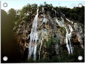 WallClassics - Tuinposter – Waterval Bij Plitcive Meren - Kroatië - 40x30 cm Foto op Tuinposter  (wanddecoratie voor buiten en binnen)
