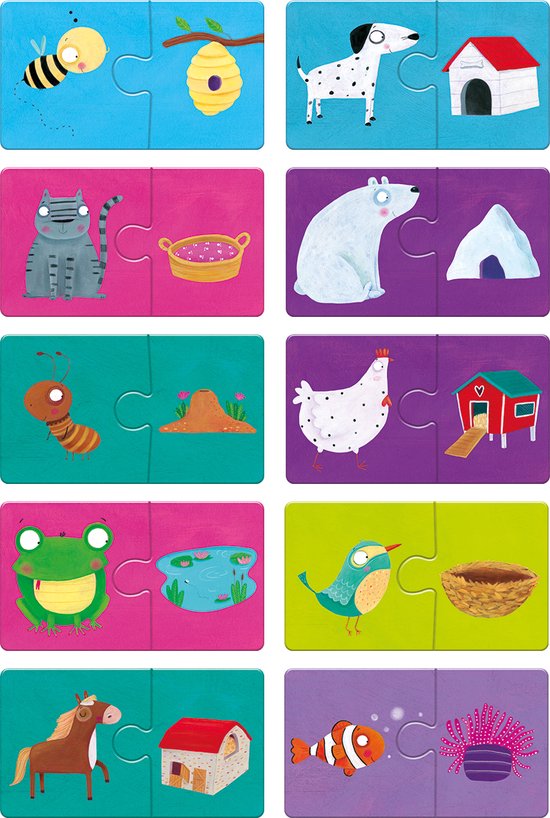 Ludattica DUDÙ Puzzels BABY LOGIC WIE WOONT WAAR?, 12,3x12,3x11,8cm, 10 stuks