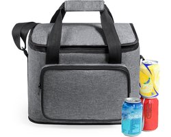Benson koeltas Polar - inhoud 15 liter - grijs - 31 x 24 x 20 cm - Koeltassen - polyester/aluminium - met voorvakje