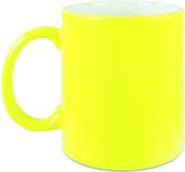 4x neon gele koffie/ thee mokken 330 ml - geel - geschikt voor sublimatie drukken - Fluor gele onbedrukte cadeau koffiemok/ theemok