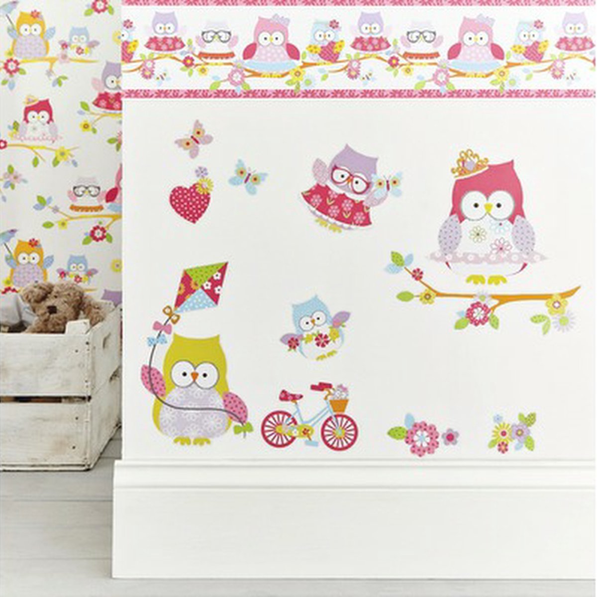 Olive the Owl - Olive de uil - Verwijderbare Muurstickers - 29 stuks - 2 x 25 x 70 cm