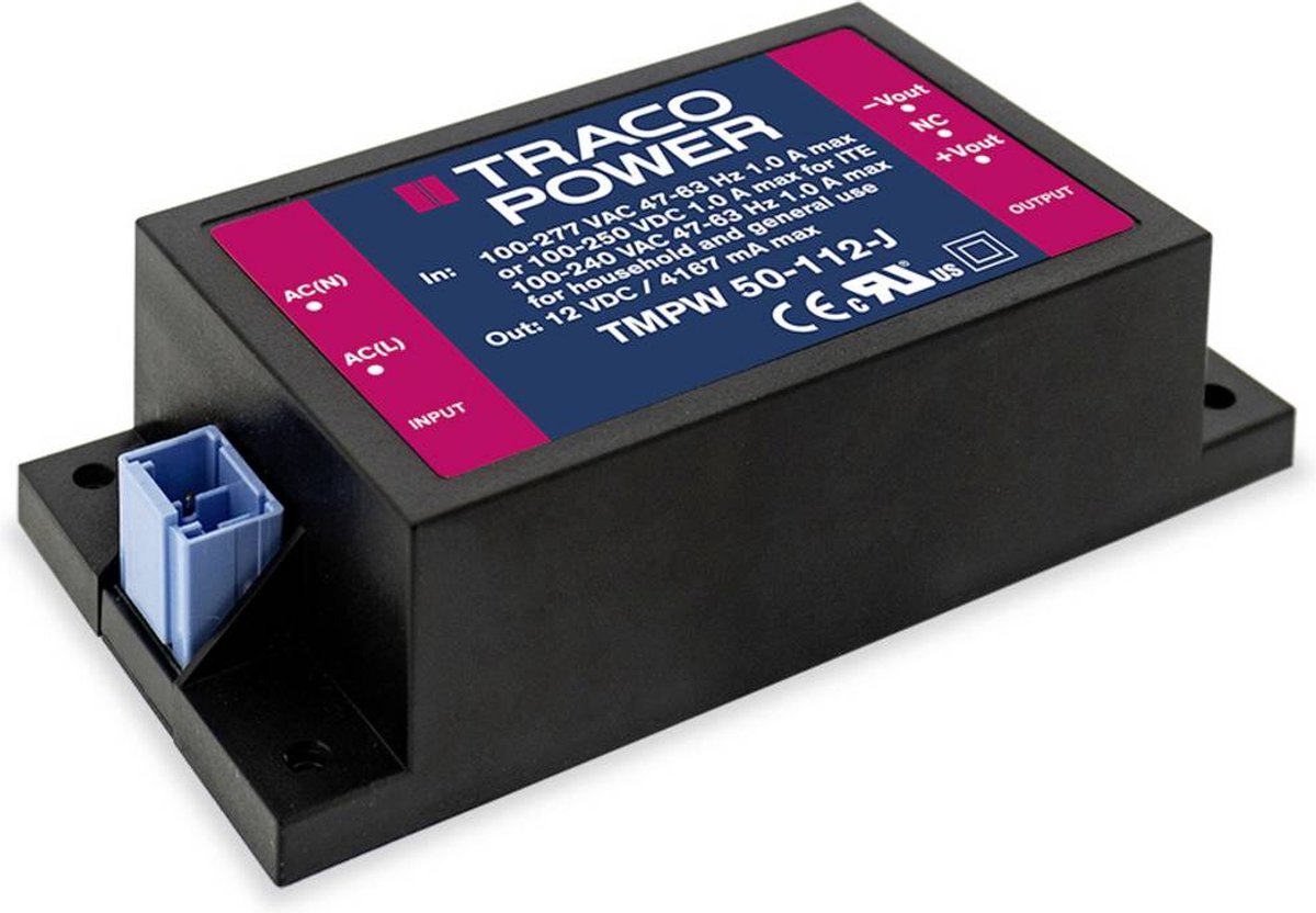 TracoPower TMPW 50-124-J AC/DC printnetvoeding 2083 mA 50 W 24 V/DC