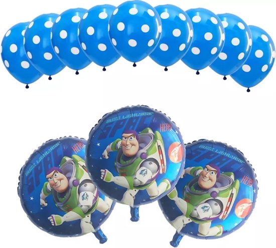 Toy Story - Buzz Lightyear - 3 Folie ballonnen - Set van 12 - Helium ballon - Blauw - Kinderfeestje - Themafeest -  Kinderverjaardag Versiering - Toy Story Verjaardagsfeest - Kinder Verjaardag Jongen -> GRATIS verzending <-