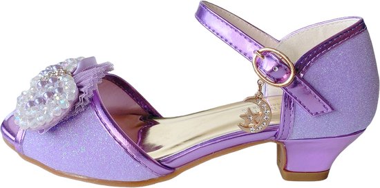 Prinsessen schoenen paars glitter pareltjes maat 30 - binnenmaat 19,5 cm -  hakken... | bol.com