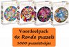 VOORDEELPACK: 4 PUZZELS - RONDE PUZZELS - 1000 puzzelstukjes per puzzel - formaat 68cm diameter