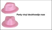Party vinyl deukhoedje roze mt.58/59 - carnaval thema feest party vinyl foam hoedje optocht maffia feestje multi pride