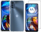 Coque Motorola Moto E32 / E32s - Coque Arrière en Siliconen Antichoc Transparente - Protecteur d'écran en Tempered Glass Trempé