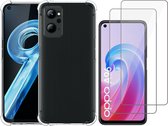 Hoesje geschikt voor Oppo A96 - Anti Shock Proof Siliconen Back Cover Case Hoes Transparant - 2x Tempered Glass Screenprotector