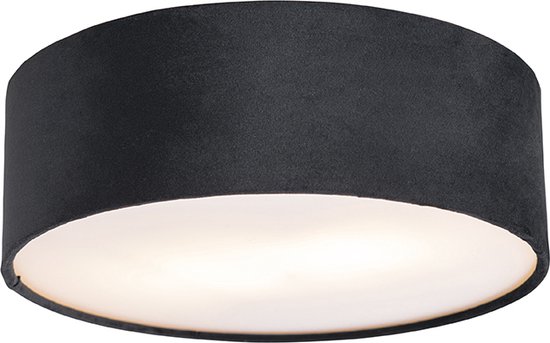 QAZQA drum - Moderne Plafondlamp - 2 lichts - Ø 30 cm - Zwart Goud - Woonkamer | Slaapkamer | Keuken